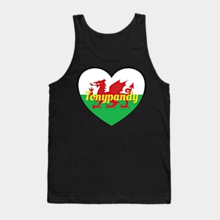 Tonypandy Wales UK Wales Flag Heart Tank Top